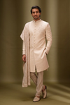 Ivory Embroidered Sherwani with Stole