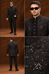 Black Sequin Embroidered Indo-Western Set