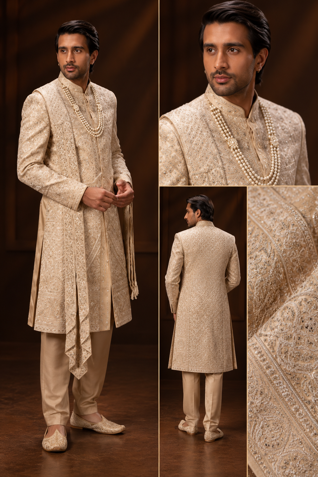 Royal Ivory Embroidered Groom Sherwani