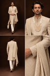 Classic Beige Jacquard Groom Sherwani