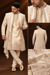 Ivory Gold Embroidered Indo-Western Sherwani Set