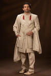 Beige Royal Embroidered Groom Sherwani