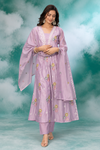 Title: Lavender Bloom Embroidered Dupatta Set