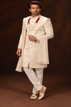 Ivory Floral Embroidered Groom Sherwani