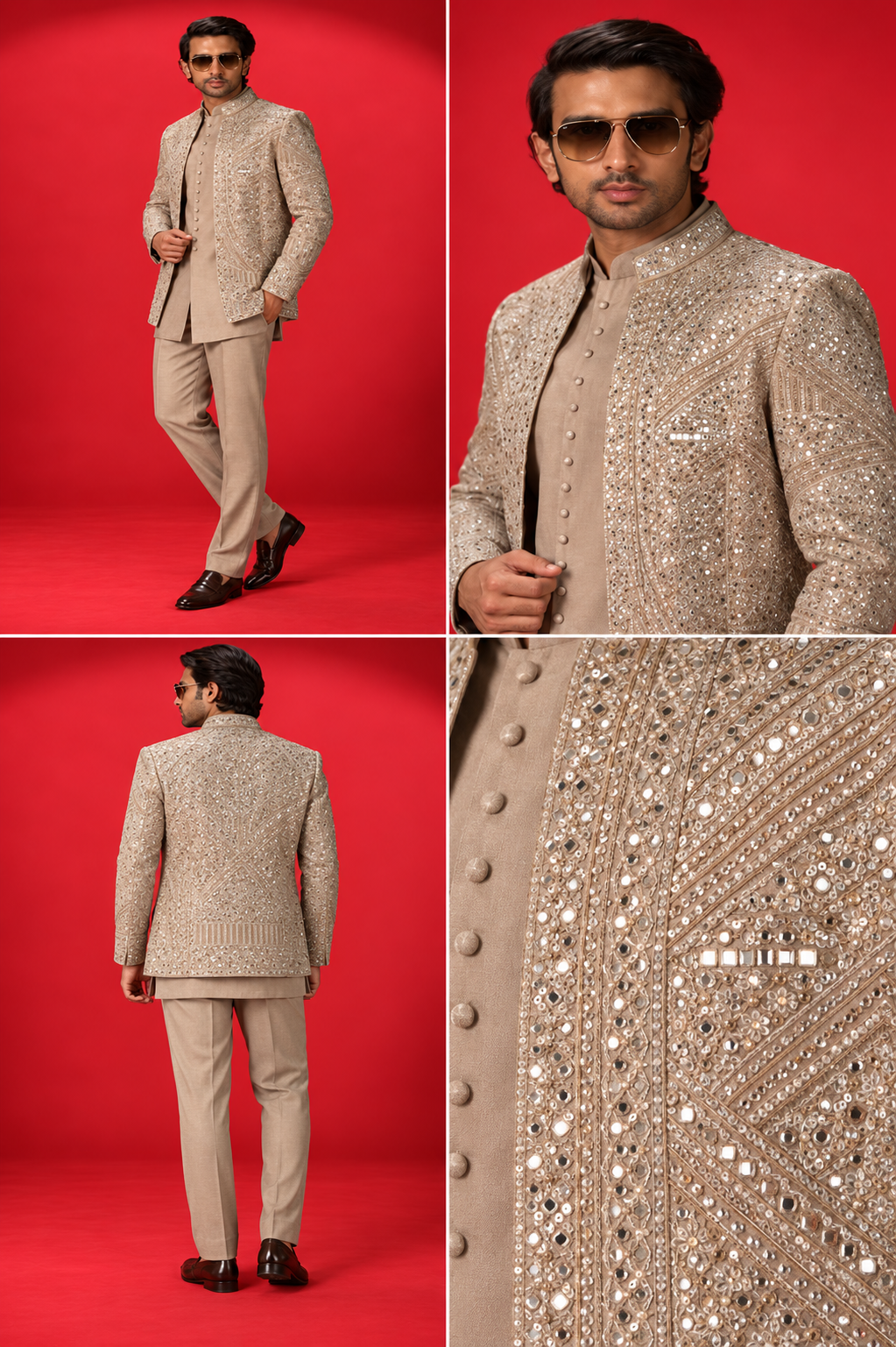 Champagne Embellished Indo-Western Jacket Set