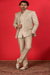Champagne Embroidered Indo-Western Jacket Set