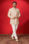 Ivory Gold Embroidered Indo-Western Set