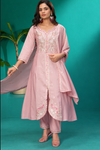 Blush Pink Embroidered Kurta Set with Dupatta