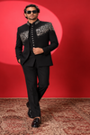 Black Crystal Embellished Jodhpuri Suit