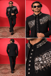 Black Crystal Embellished Jodhpuri Suit