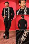 Black Floral Embroidered Jodhpuri Suit