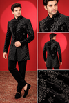 Black Embroidered Indo-Western Sherwani