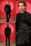 Black Velvet Embroidered Jodhpuri Suit