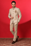 Regal Beige Embroidered Jodhpuri Suit