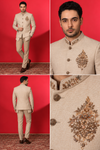 Regal Beige Embroidered Jodhpuri Suit
