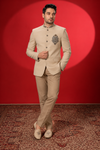 Classic Beige Embroidered Jodhpuri Suit