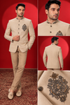 Classic Beige Embroidered Jodhpuri Suit
