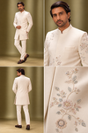 Ivory Floral Embroidered Indo-Western Set