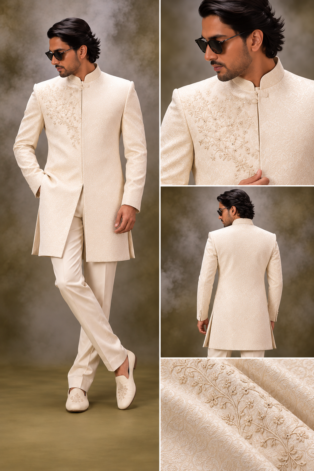 Elegant Ivory Embroidered Indo-Western Set