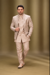 Champagne Beige Embroidered Indo-Western Set