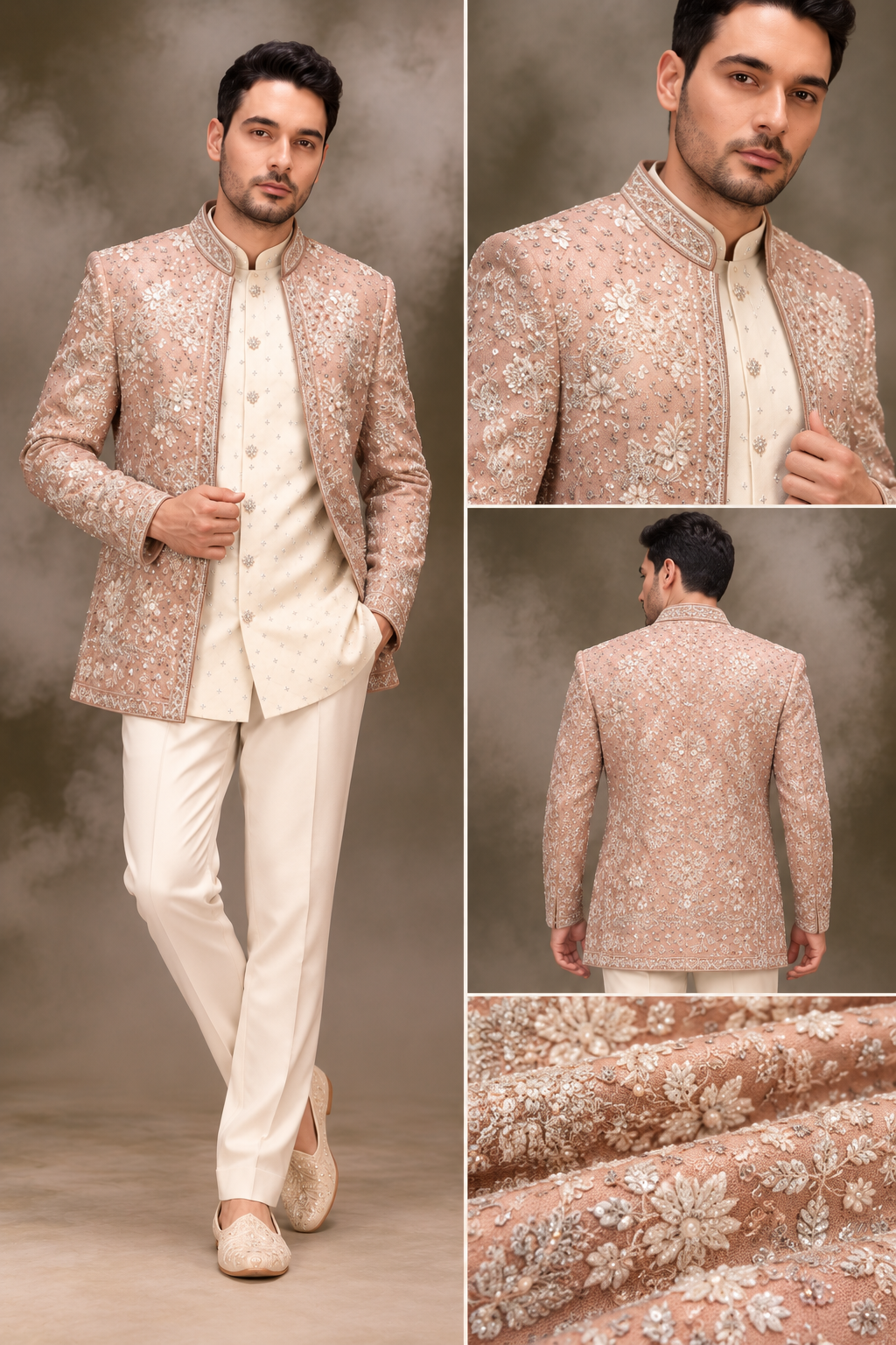 Blush Pink & Ivory Embroidered Indo-Western Set
