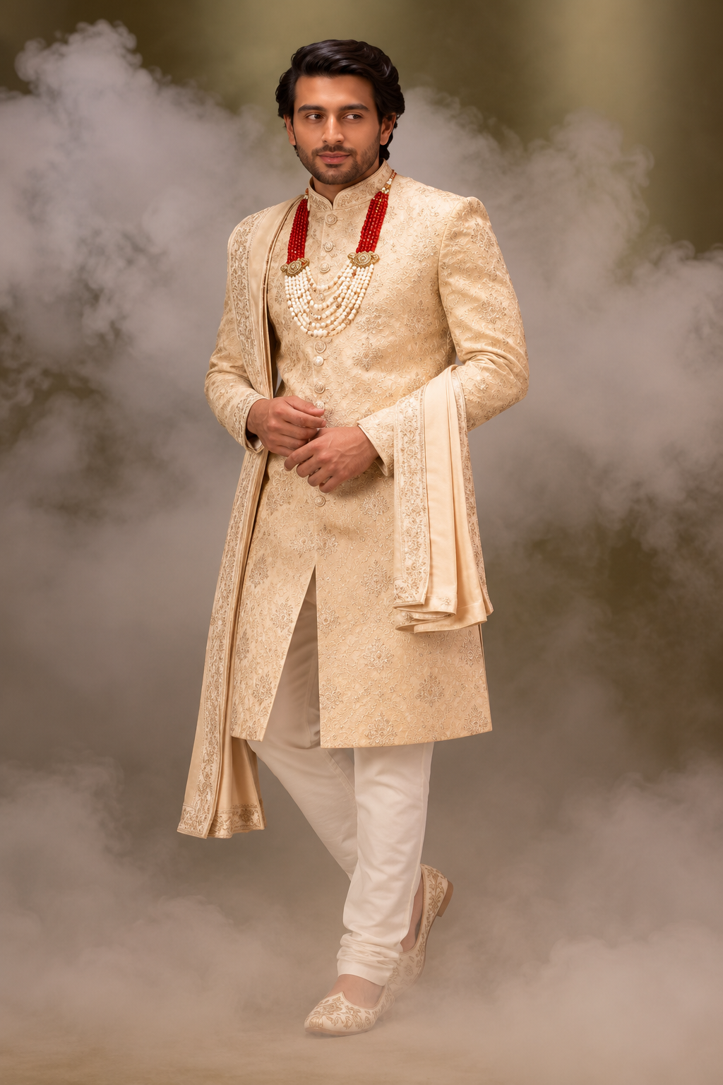 Royal Champagne Gold Wedding Sherwani