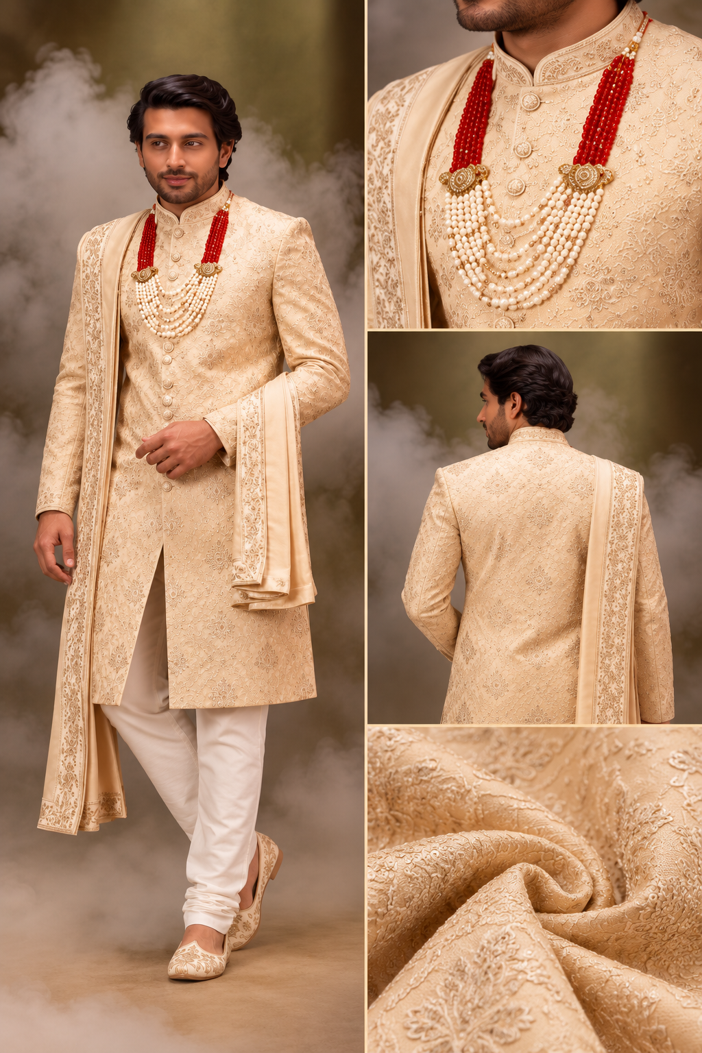 Royal Champagne Gold Wedding Sherwani
