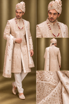 Royal Ivory & Champagne Embellished Wedding Sherwani