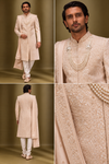 Blush Peach Embroidered Wedding Sherwani