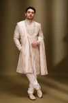 Champagne Beige Embroidered Wedding Sherwani
