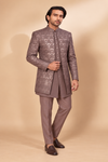 Dusty Mauve Floral Embroidered Indo-Western Set