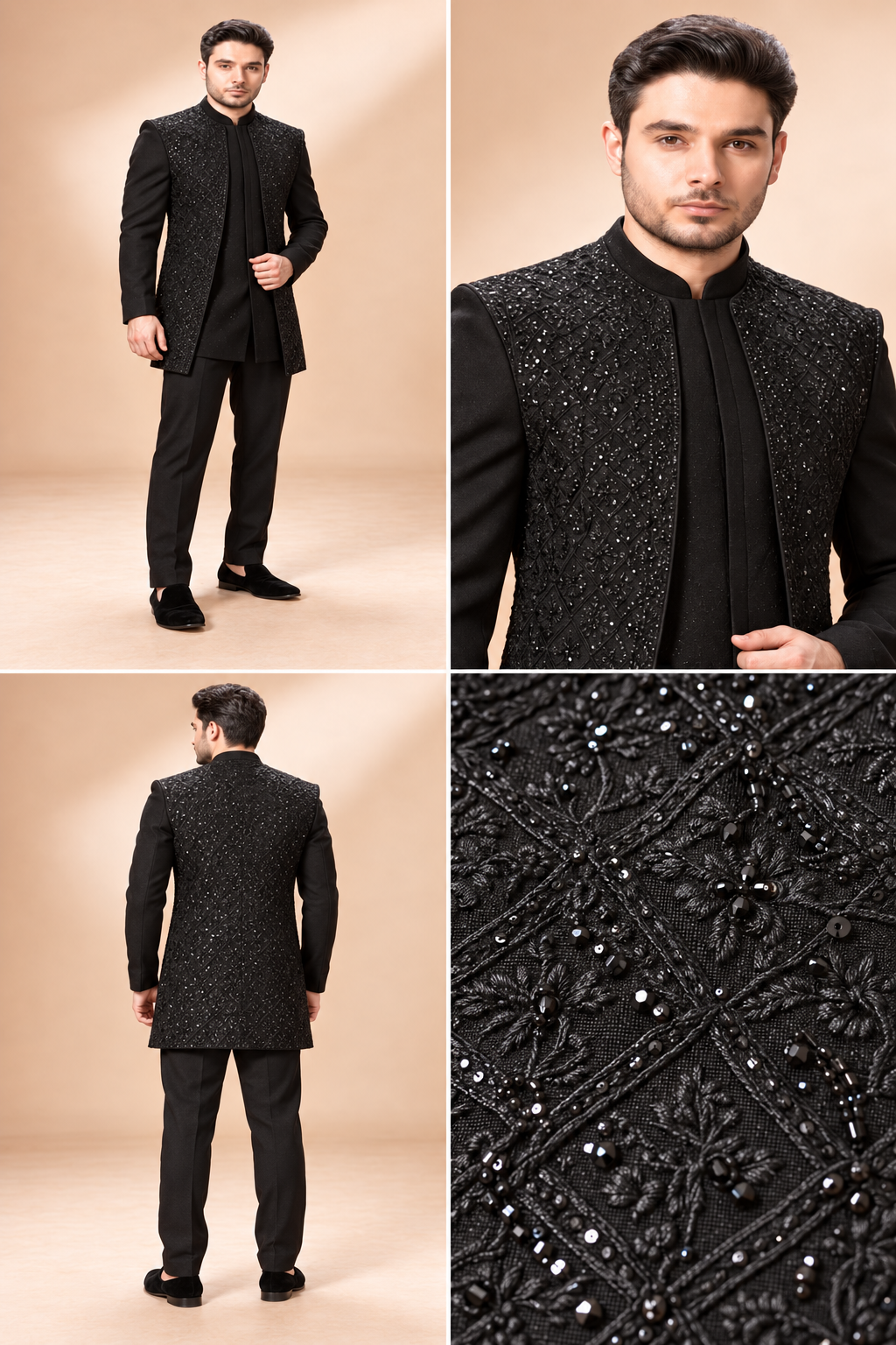 Classic Black Embellished Indo-Western Set