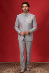 Silver Grey Embroidered Jodhpuri Suit