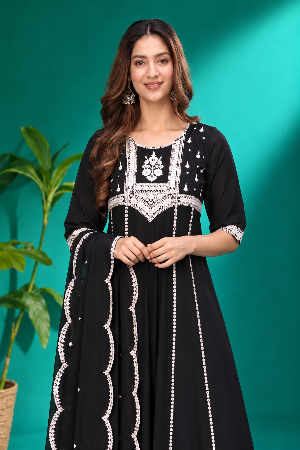 Midnight Black Embroidered Ethnic Set