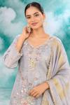 Silver Mist Embroidered Dupatta Set
