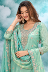 Mint Aqua Embroidered Dupatta Set