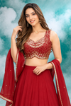 Ruby Red Mirrorwork Lehenga Set