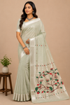 Women Dusty Rose Silver Zari Floral Designer Saree