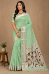 Women Dusty Rose Silver Zari Floral Designer Saree