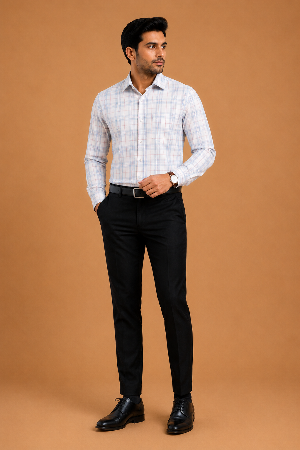 Men’s Premium Grey Checked Formal Shirt