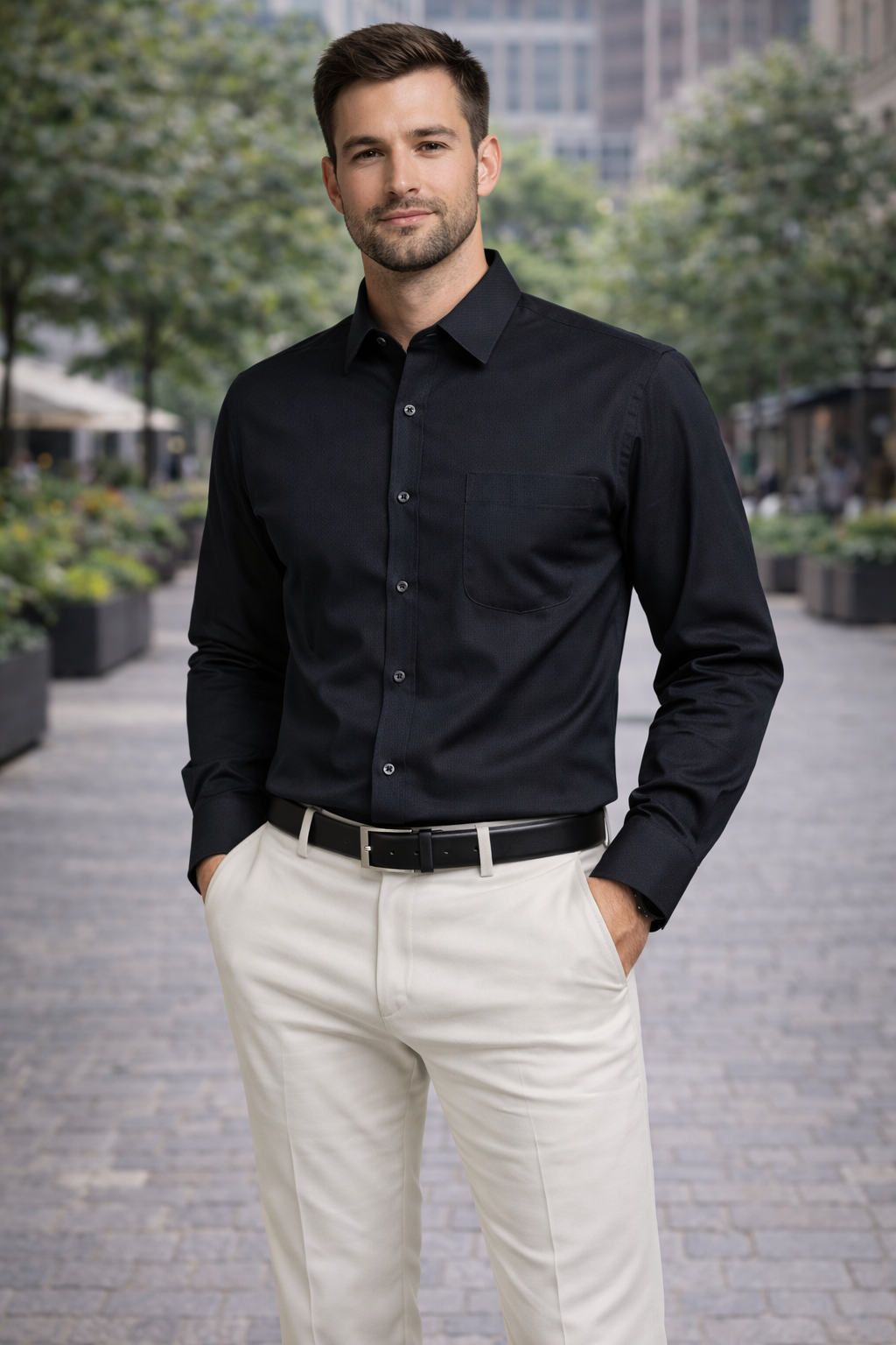 Men’s Black Solid Formal Shirt