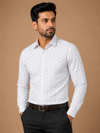 Men White Geometric Printed Formal Shirt
