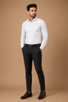 Men White Geometric Printed Formal Shirt