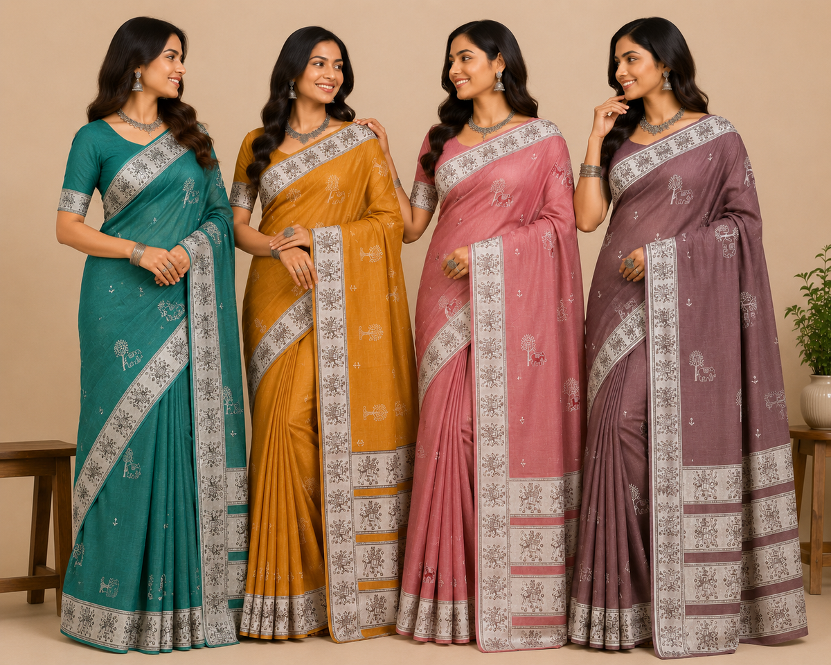 Women Mustard Yellow Traditional Printed Saree