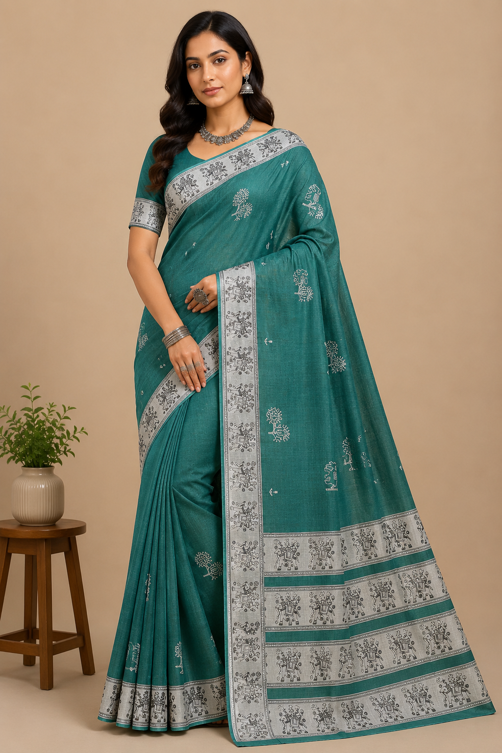Women Mustard Yellow Traditional Printed Saree