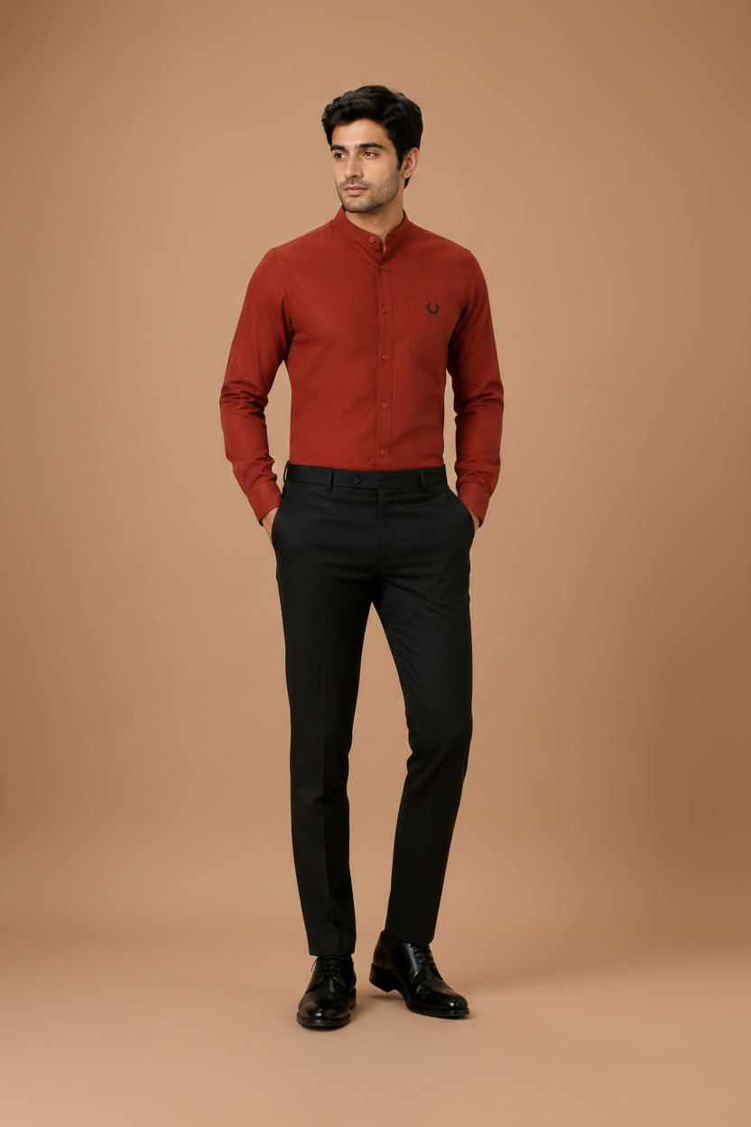 Cotton Mandarin Collar Formal Shirt for Men