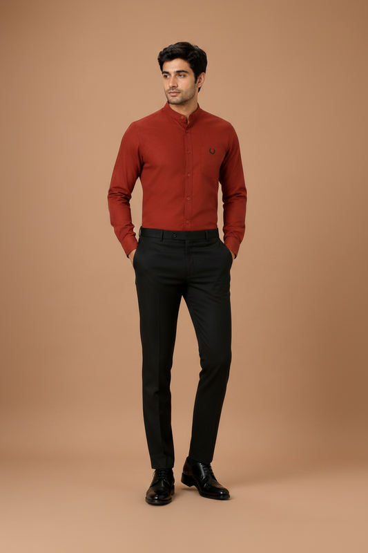 Cotton Mandarin Collar Formal Shirt for Men