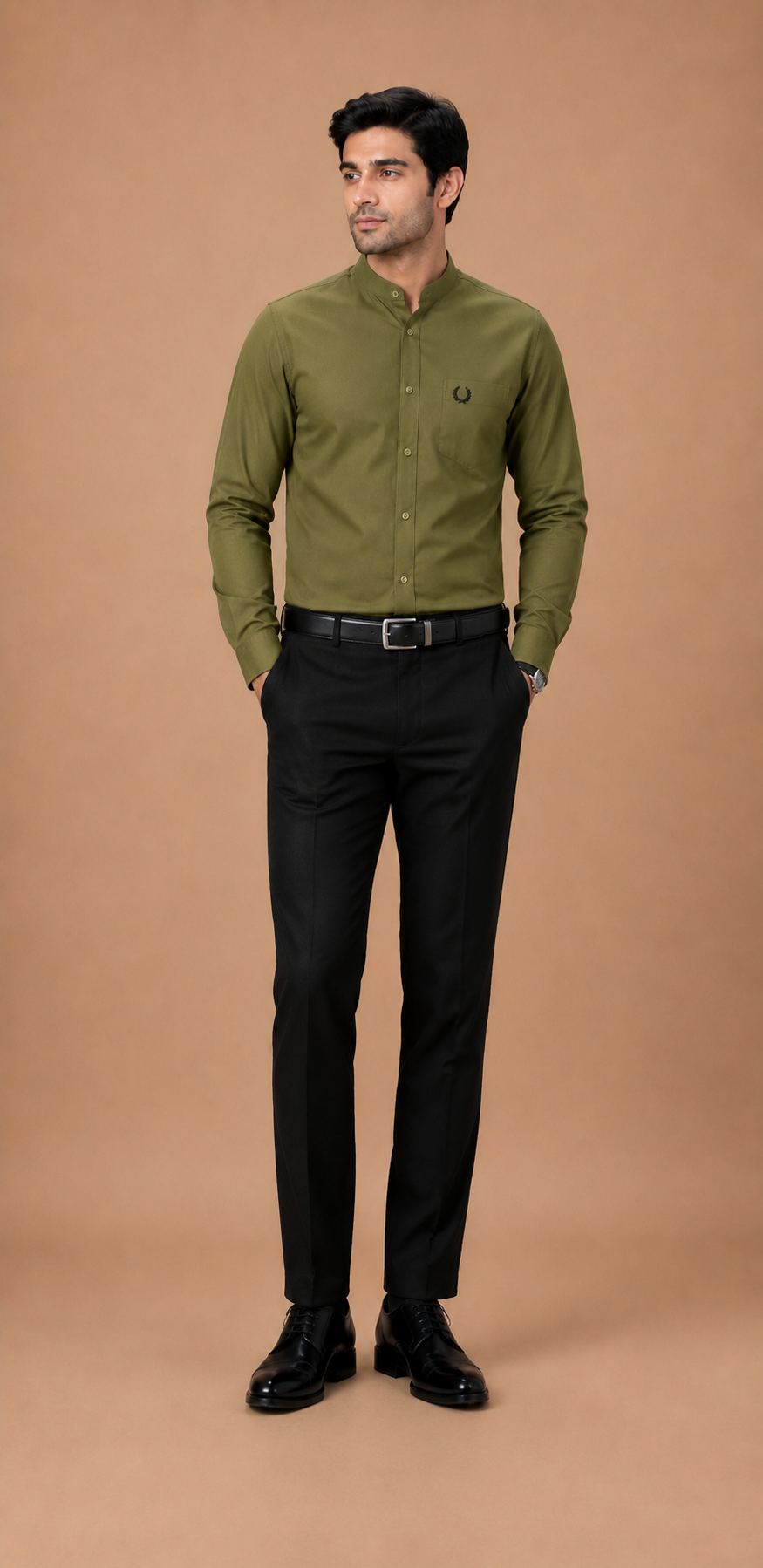 Cotton Mandarin Collar Formal Shirt for Men