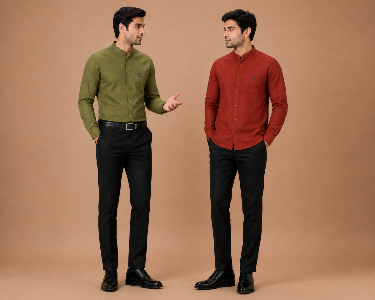 Cotton Mandarin Collar Formal Shirt for Men