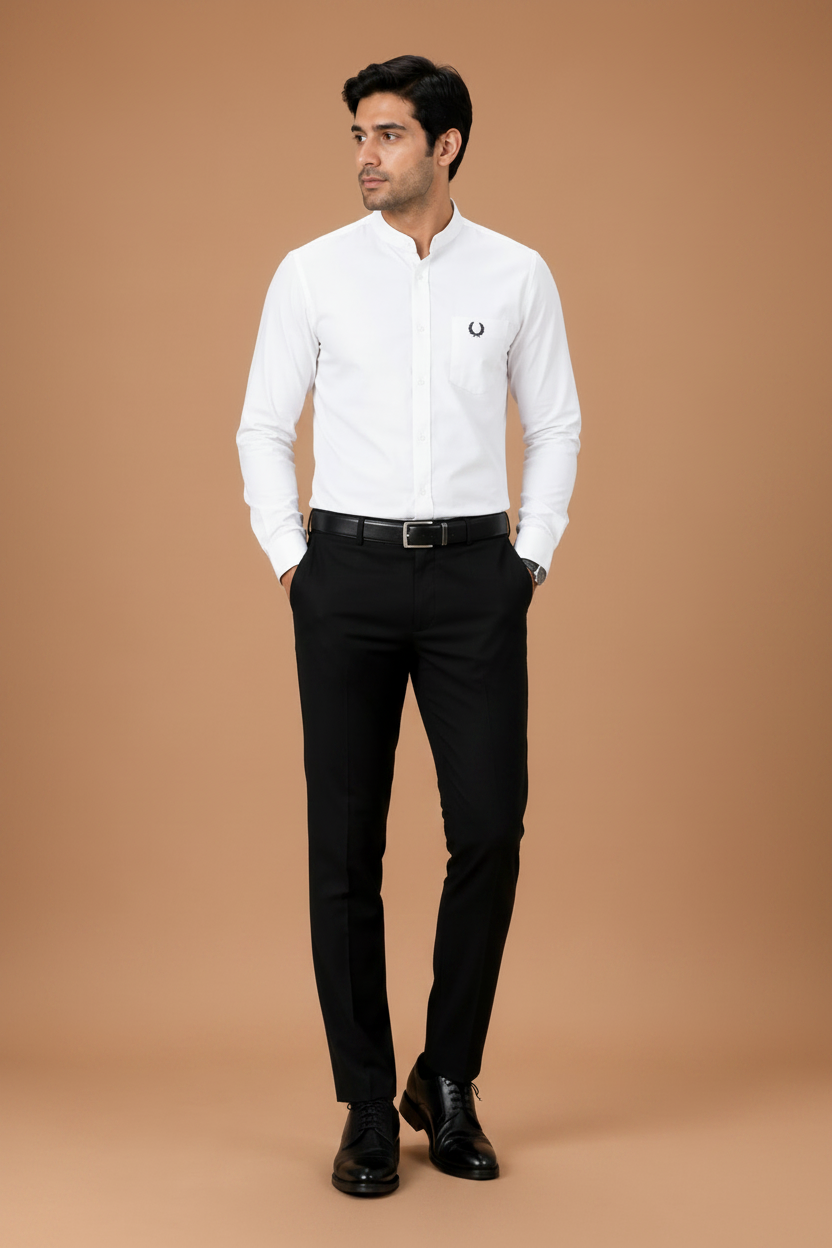 Cotton Mandarin Collar Formal Shirt for Men